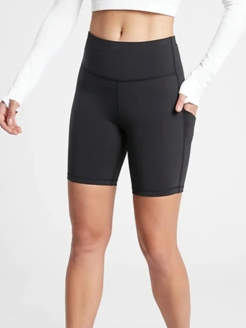 Athleta Ultimate Stash Pocket 7" Bike Shorts Black Medium NWT - Picture 1 of 10
